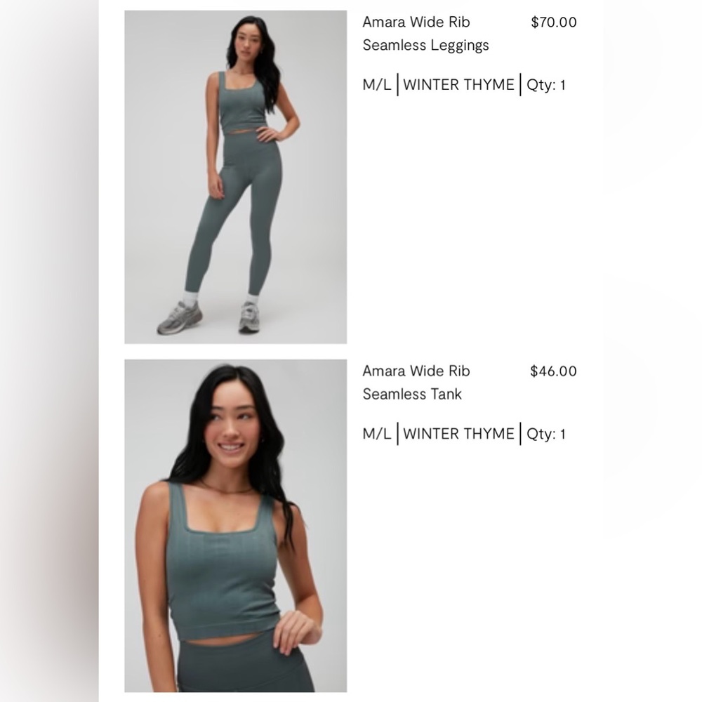 Spiritual Gangster Set - Amara Wide Rib
Seamless Tank and Leggings; Winter Thyme